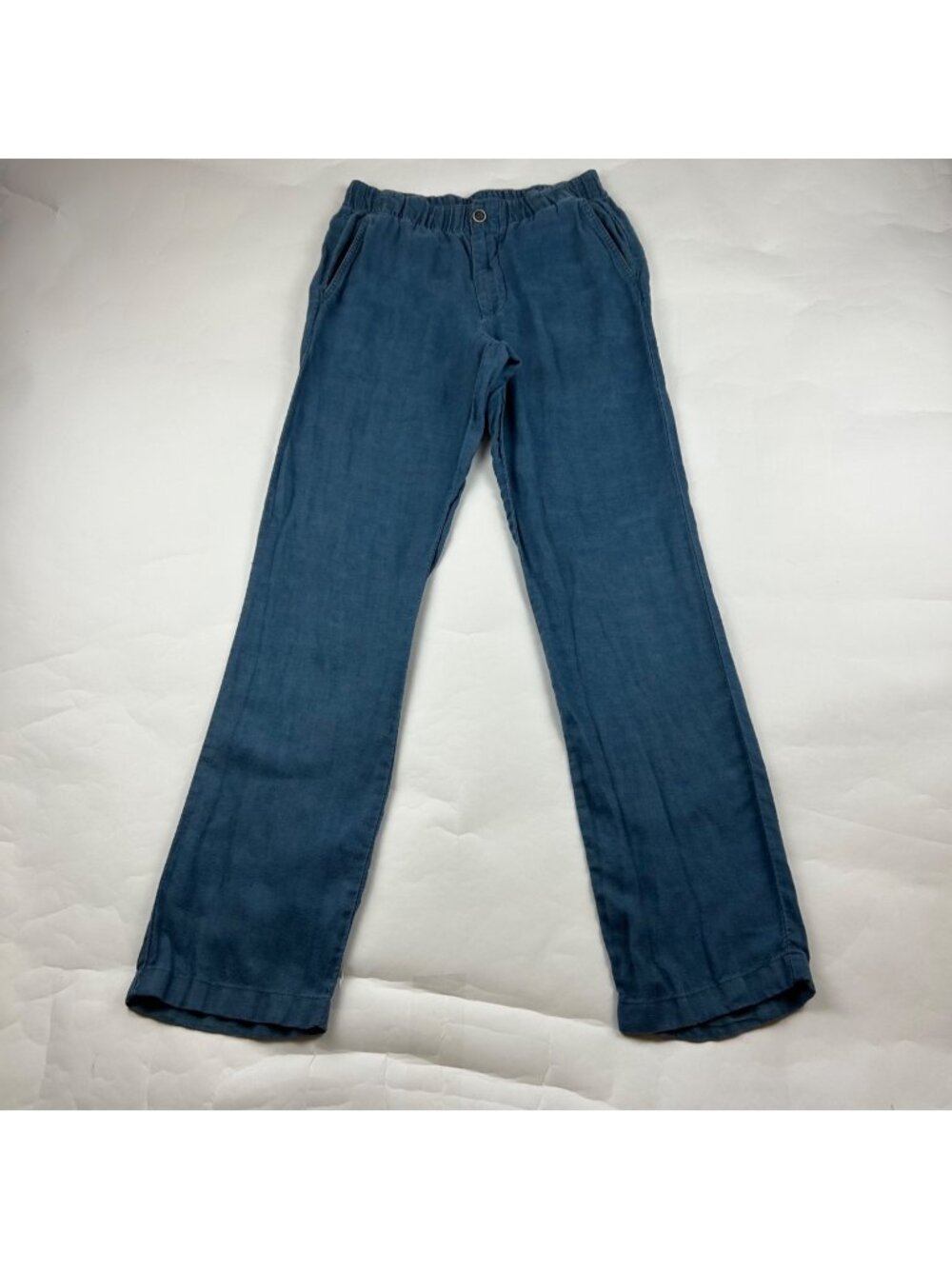 Tommy Bahama Men's Dusty Blue Linen Summer Slim Straight Trouser S